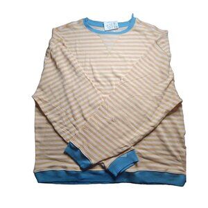 Oversized Free People  Classic Striped Crewneck Sweatshirt Tangerine X-Large